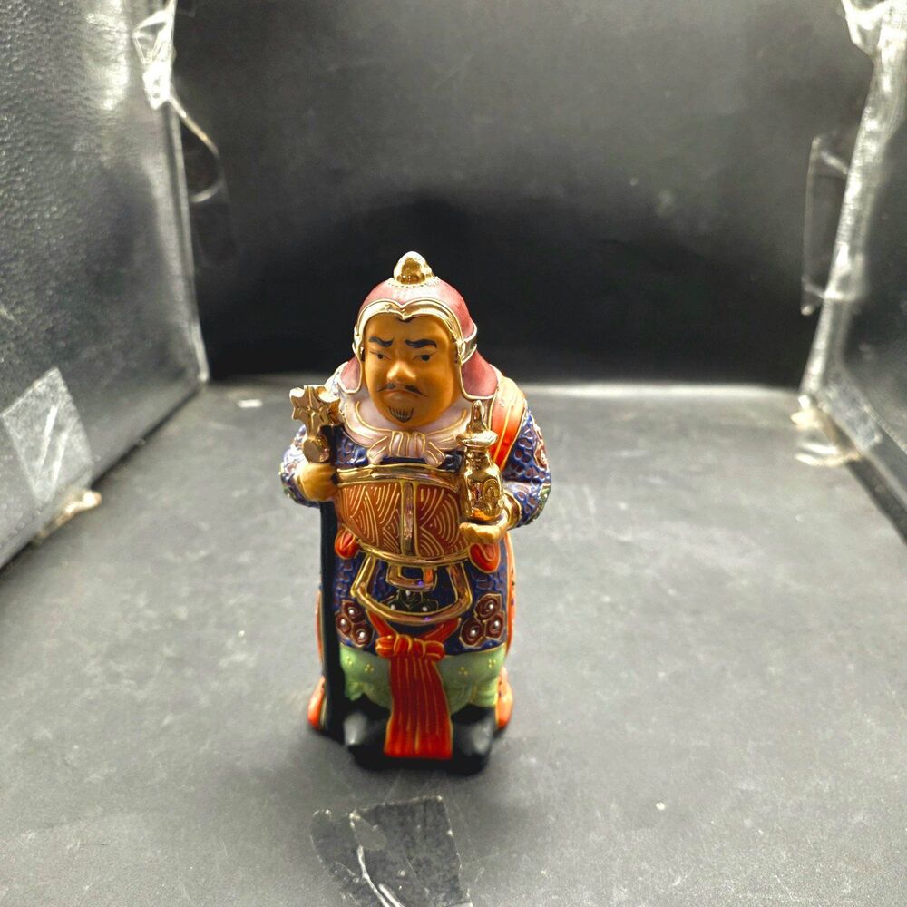 Vintage 6” Japanese Kutani Bishamonten Porcelain Lucky God Figurine